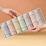7-piece cotton women’s panties set in pastel colors; breathable solid low-waist briefs