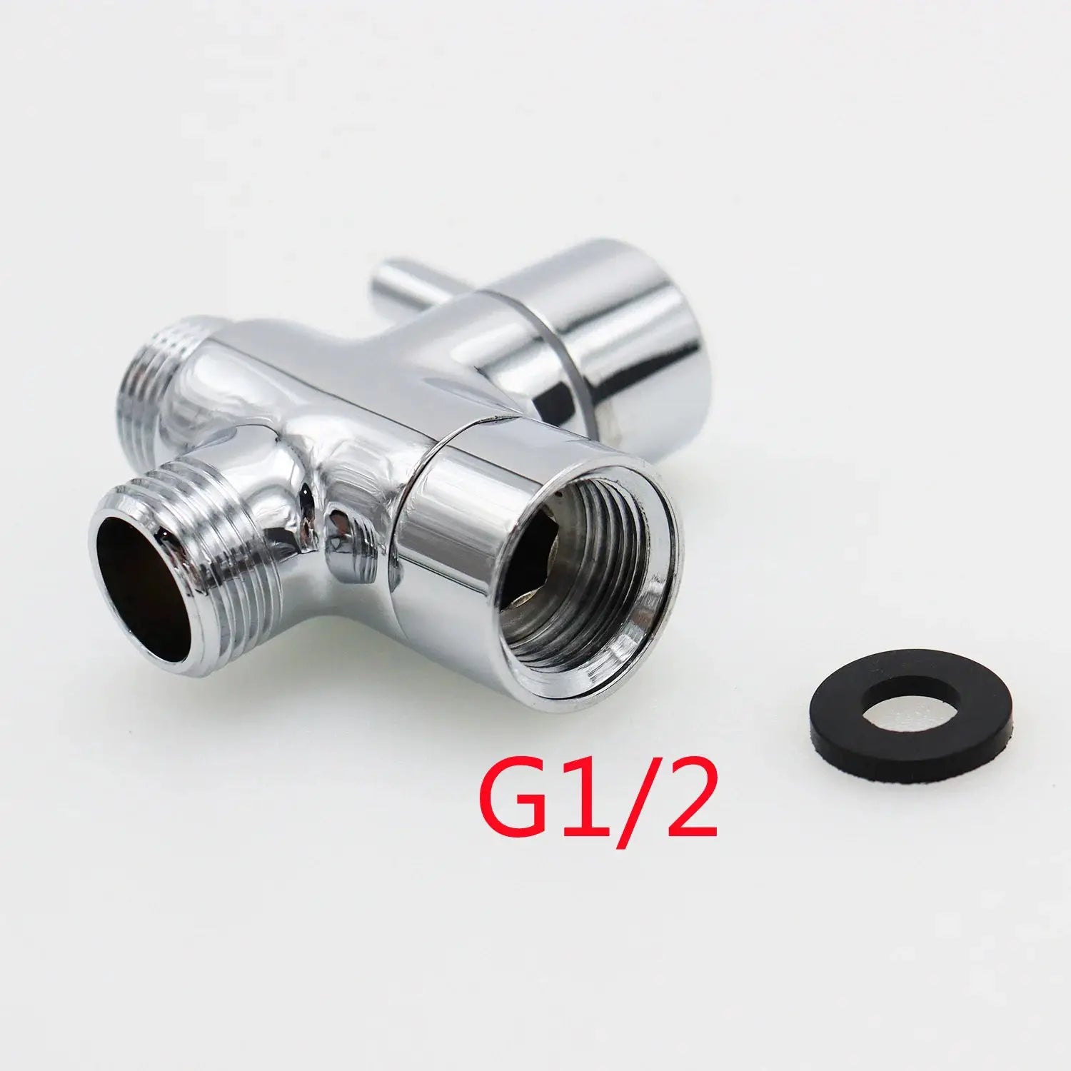 Simples Market chrome bidet T-adapter with shut-off valve, 3-way water connector for handheld toilet bidet spray