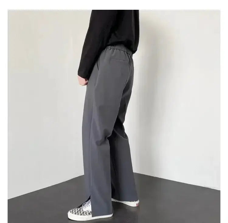 Men's straight baggy casual pants by Simples Market in gray.