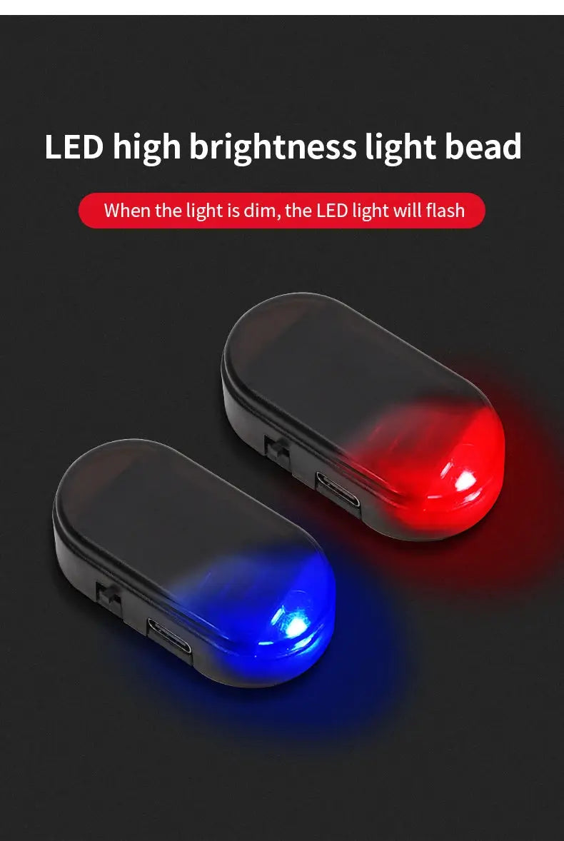 Simples Market 2-pack solar powered car security lights with blue and red LED flashing beacons