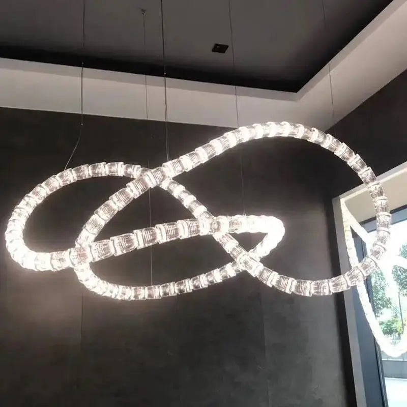 Necklace chandelier ceiling light with multi-strand crystal acrylic beads, clear finish Simples Market