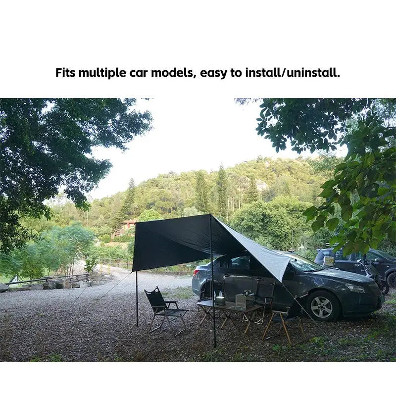 Bat Shape Car Side Awning Black Coated Waterproof Shelter For SUV Van And Car Rear 2x3 Meters