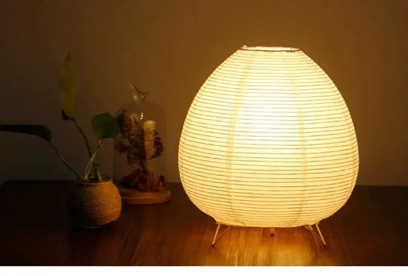 Japanese Lantern LED Table Lamp with warm white rice-paper shade and tripod base for living room or bedroom decor