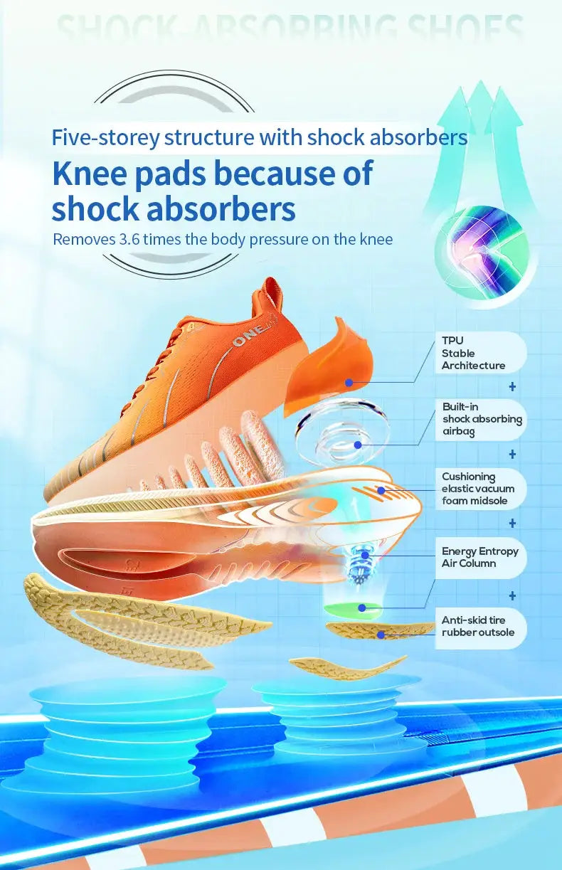 ONEMIX orange running shoes with cushioning and shock-absorbing tech