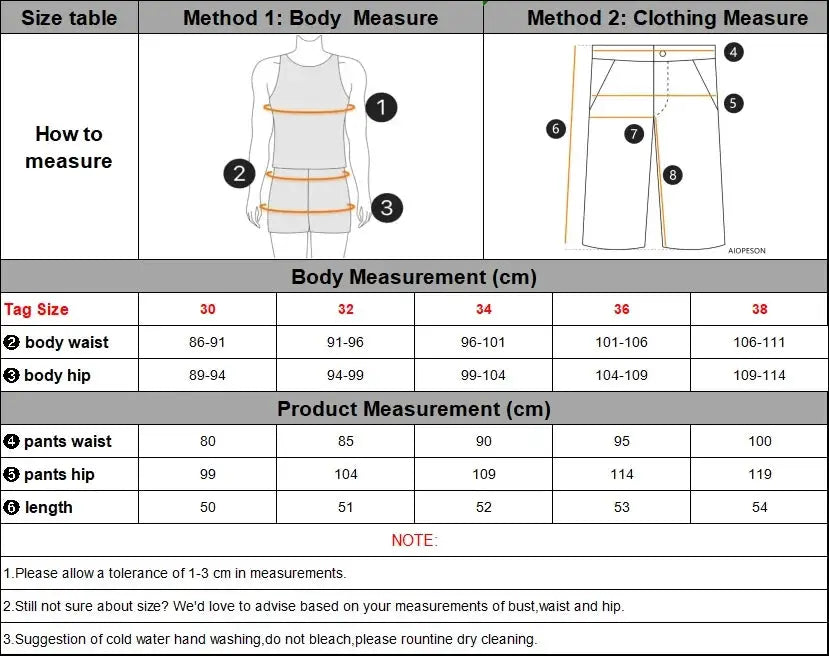 Simples Market men's 100% cotton solid shorts size chart with elastic waist and body/pants measurements