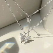 Double Layer Butterfly Necklace For Women Sparkling Collar Chain Exquisite Jewelry For Banquets Parties Holiday Gift