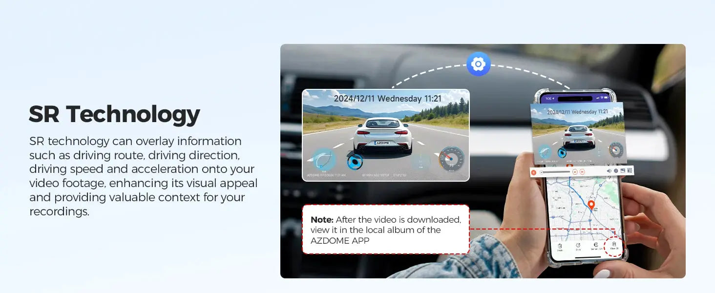 AZDOME Dash Cam GS63H 4K with built-in GPS Wi-Fi, 2.4-inch screen, night vision