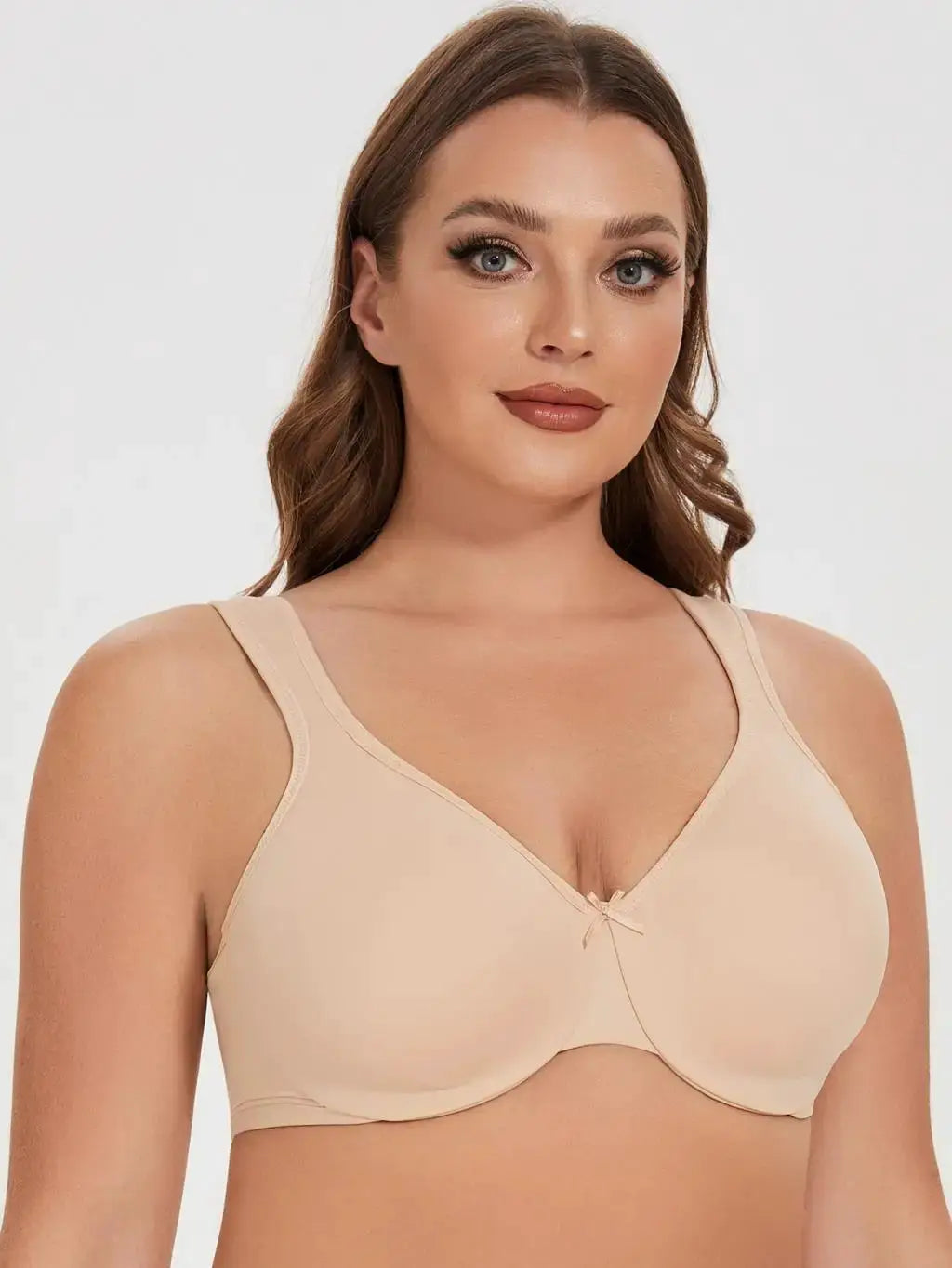 MELENECA women's minimizer seamless unlined underwire bra in nude, plus-size