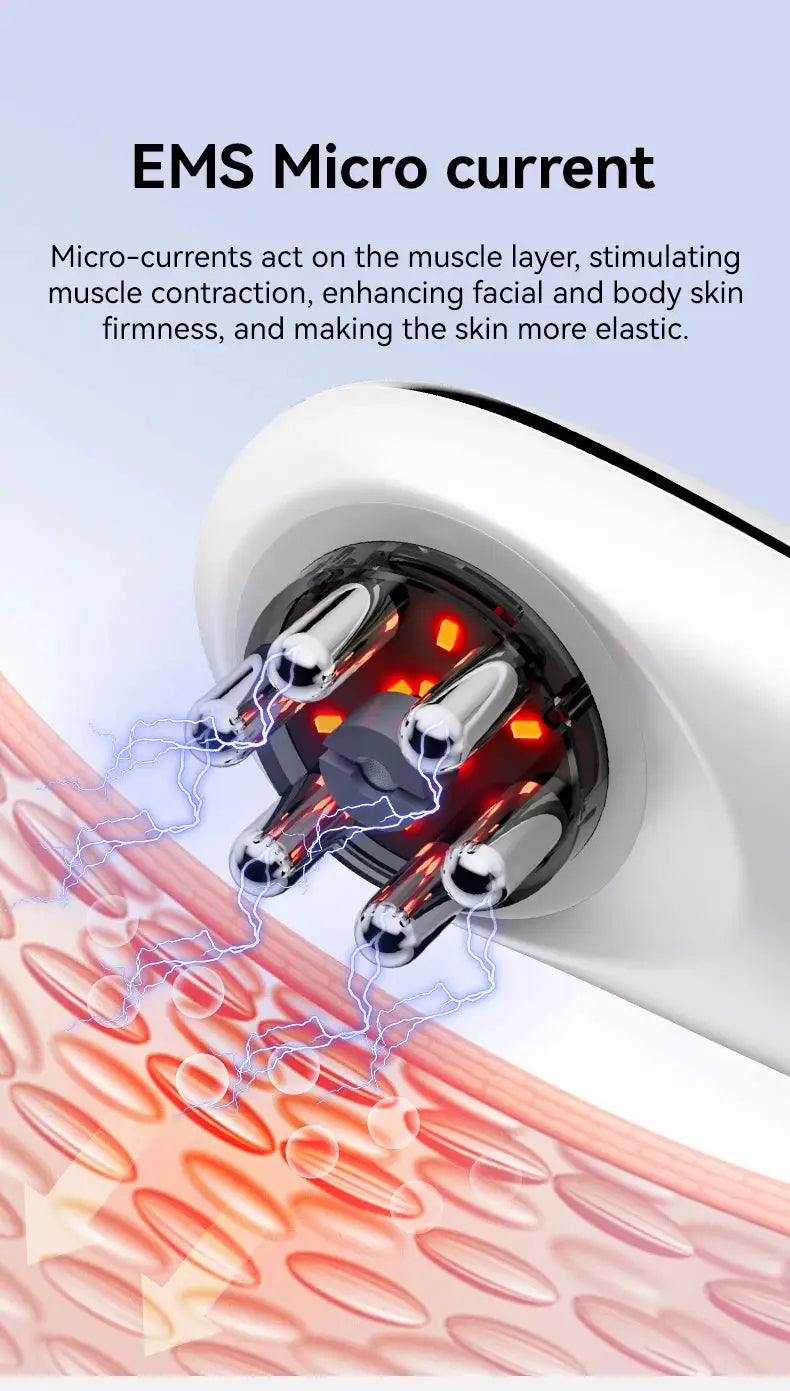 Face and body sculpting massager by Simples Market with EMS microcurrent electrode heads