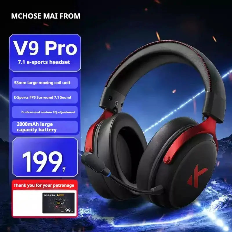 MCHOSE V9 Pro Wireless Bluetooth Headset Three Mode Noise Reduction Microphone For Low Latency Office And Gaming