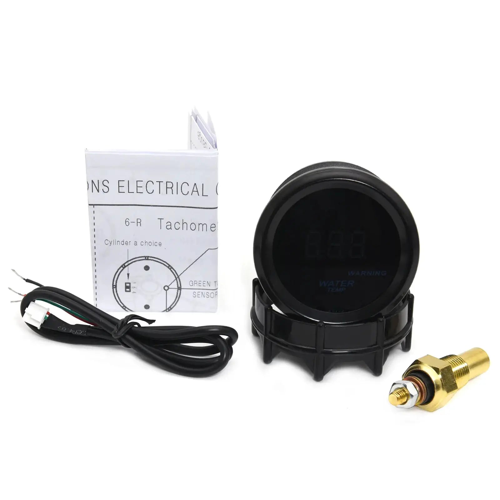 Simples Market universal 2-inch 52mm digital gauge kit with blue LED; oil pressure, water temp, voltmeter, RPM/boost, wiring harness