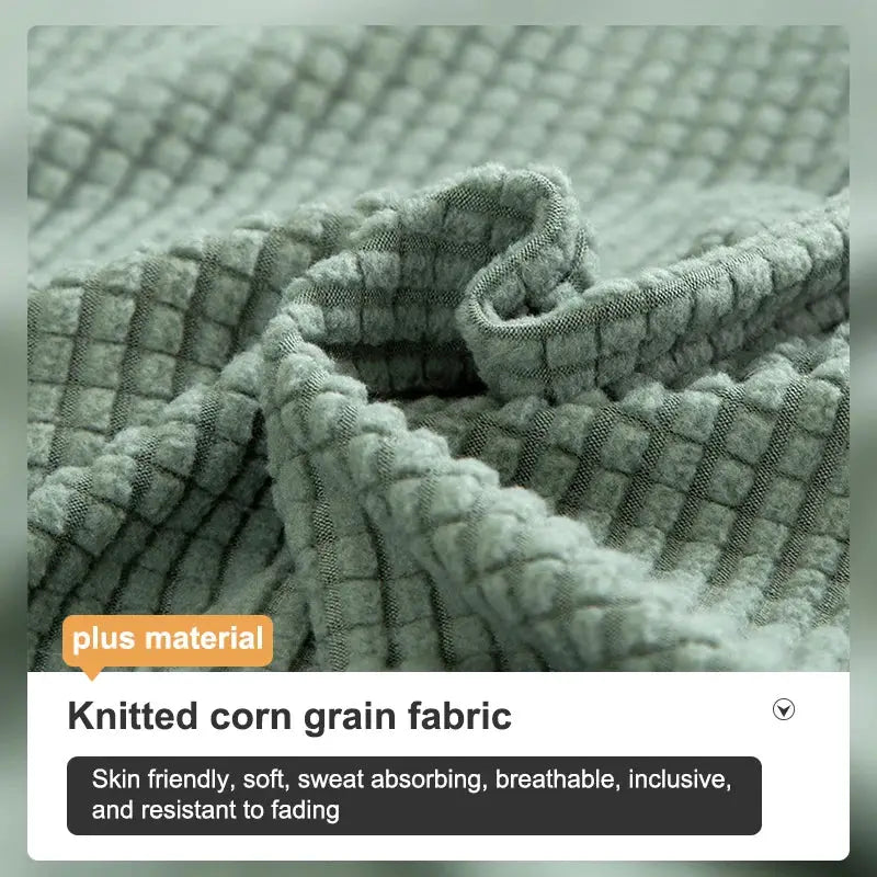 Simples Market elastic jacquard sofa cover in sage green knitted corn grain fabric for 1–5 seater sofas