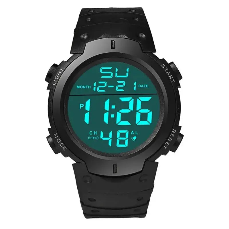 Mens Sport LED Digital Watch Multi Functional Rubber Fitness Tracker For Athletes Timekeeping Clock