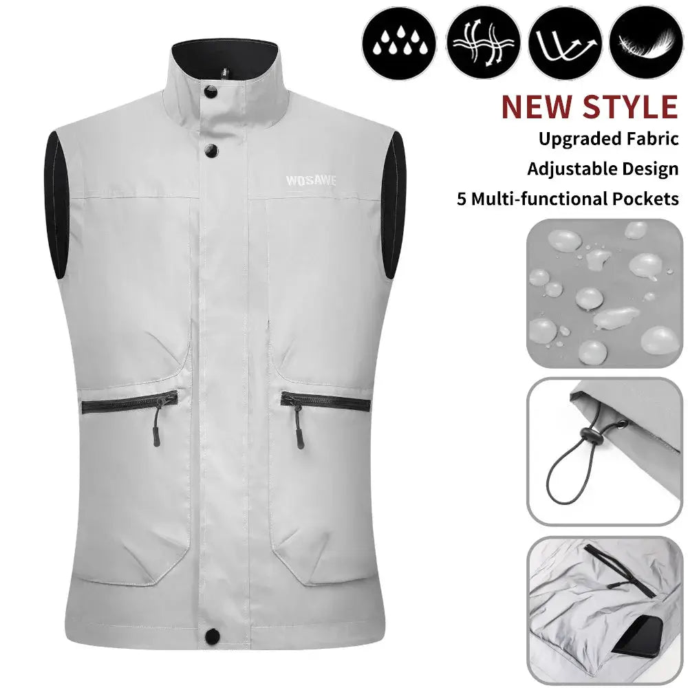 WOSAWE men's fully reflective lightweight windbreaker jacket in light gray with hood and 5 pockets