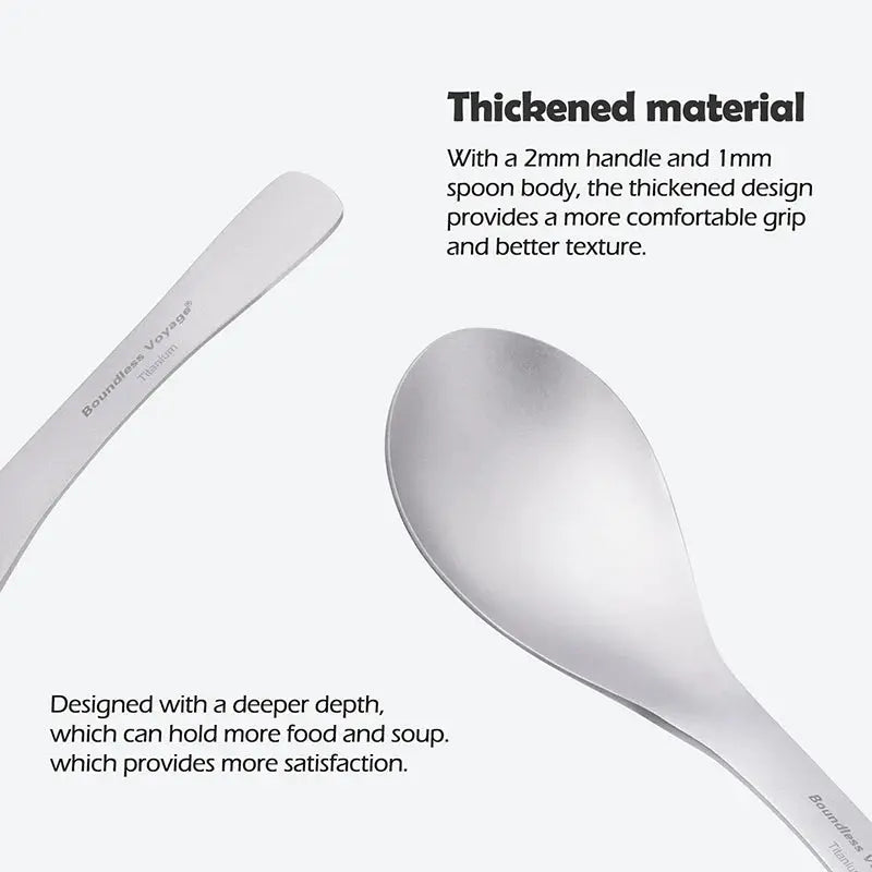 Boundless Voyage titanium spoon, silver camping utensil for outdoor travel