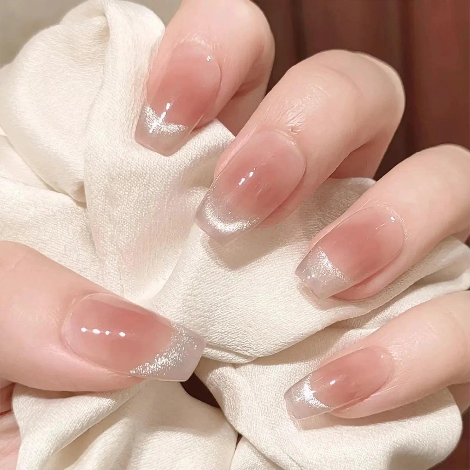 LuxeNail Blush Pink False Nails Bowknot Diamond Pearl Design Press On Nail Tips Harmless Smooth Edge Safe DIY Mani