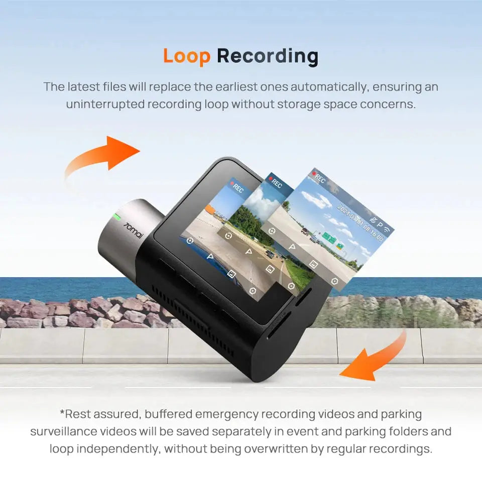 70mai Dash Cam A510 front car DVR with HDR 1944P, GPS, ADAS and 4G connectivity