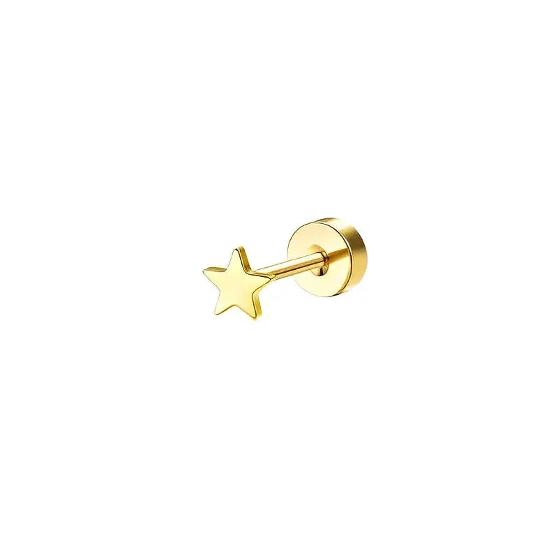 Bobisty 1pc Surgical Stainless Steel Earrings Dainty Flat Back Stud Hoop Cartilage For Sensitive Ears Women