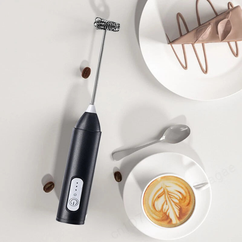 Wireless Milk Frother Electric Type C Handheld Blender Stainless Steel Mini Coffee Maker Whisk Mixer Cappuccino Cream