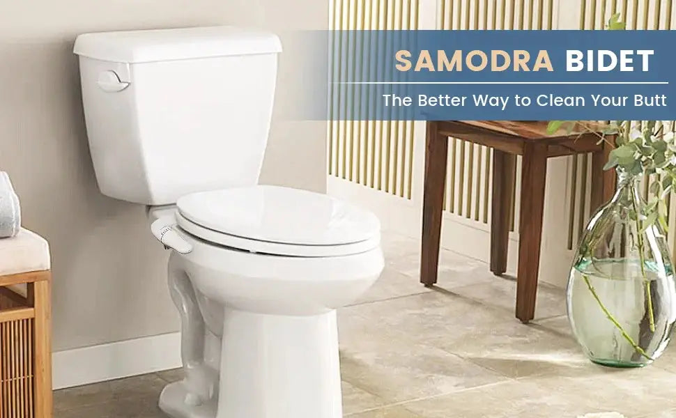 SAMODRA Ultra Slim Bidet Attachment for toilet seat with dual nozzles and adjustable water pressure