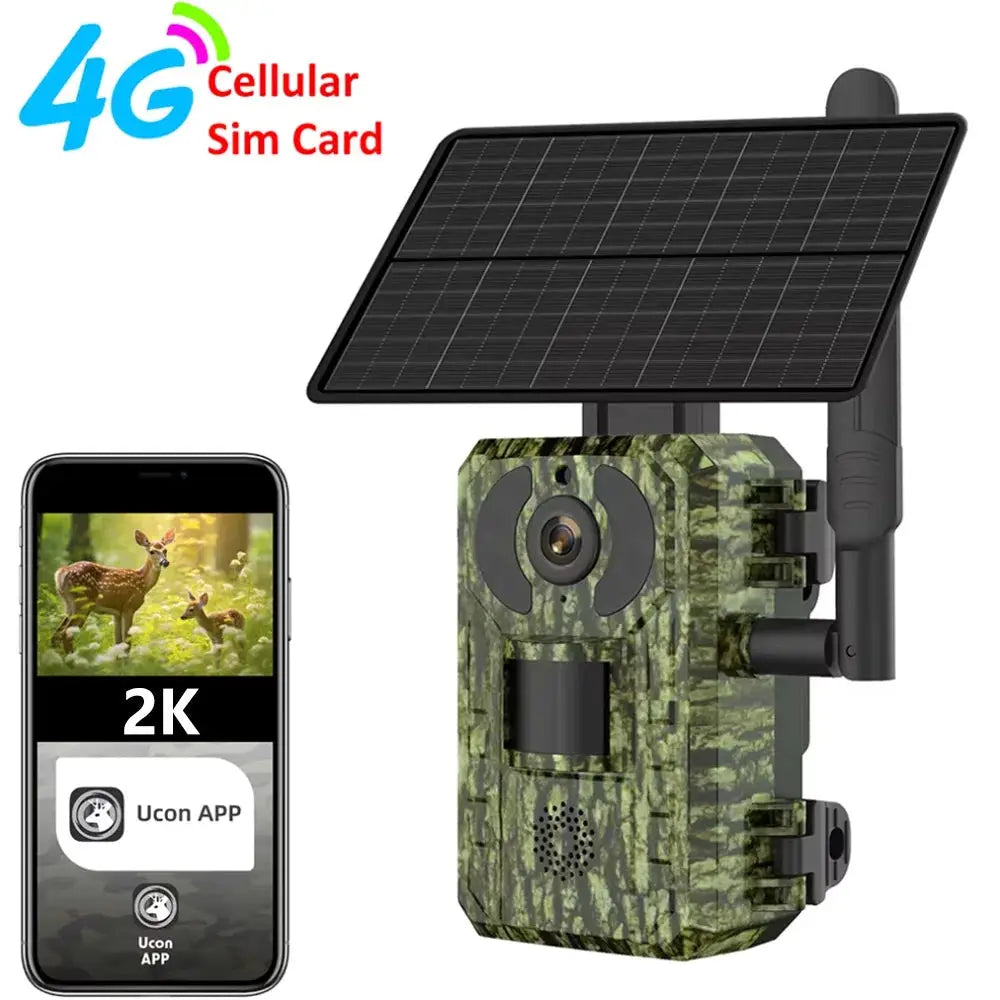 Simples Market 4G cellular trail camera with solar panel, camo housing, 2K night vision IP65 outdoor