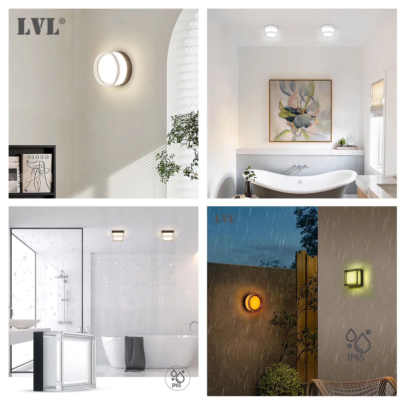 LVL Modern LED Wall Lamp 9W wall sconce, smokey grey, IP65 waterproof indoor/outdoor by Simples Market