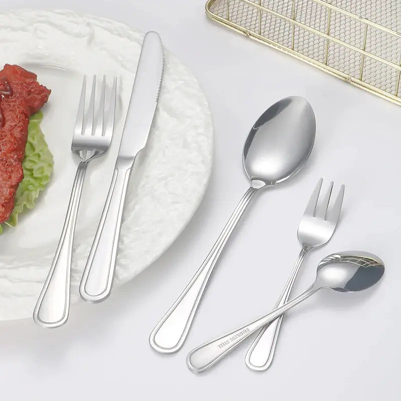 Stainless Steel Cutlery Set 6 Or 30 Pieces Steak Knife Fork Dessert Spoon High End For Restaurants And Hotels