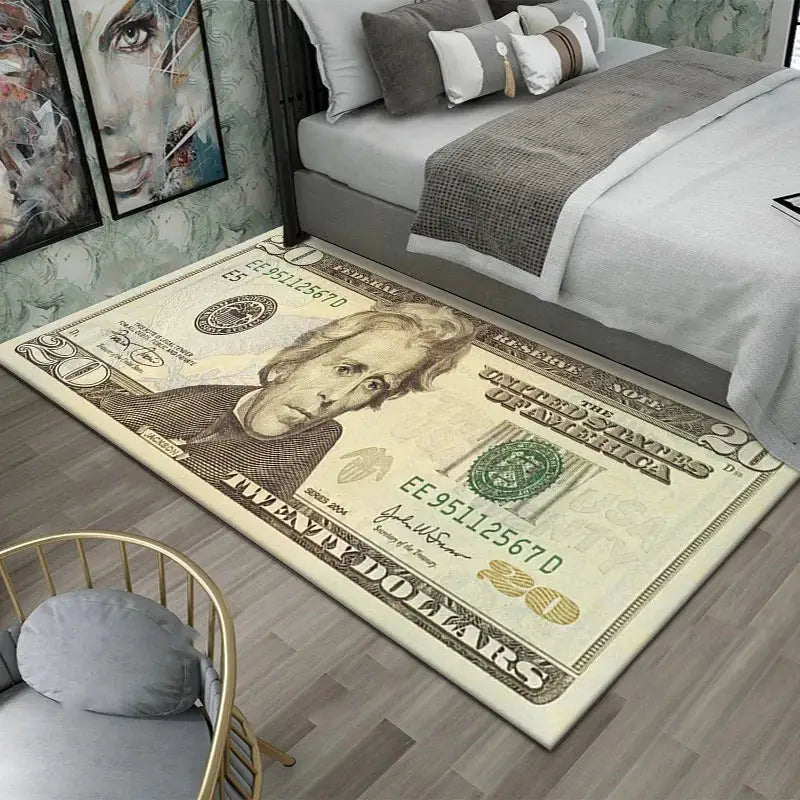 Colorful Dollar Money Print Carpet Rug Large Area Non Slip Stain Resistant Entryway Bedroom Floor Mat Decoration
