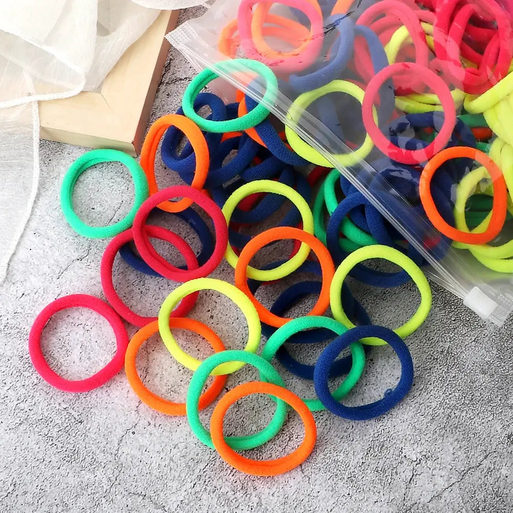NovaHair 50 Pcs Mixed Colors Hair Bands 4 Cm Elastic Hair Ties Ponytail Holders Gentle Hold For Everyday Ponytails