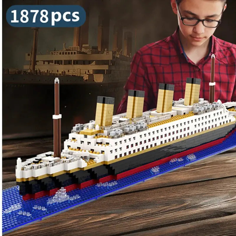 Titanic Cruise Ship Building Block Model Kit For Kids Desktop Puzzle Toy Birthday Gift For Boys And Girls