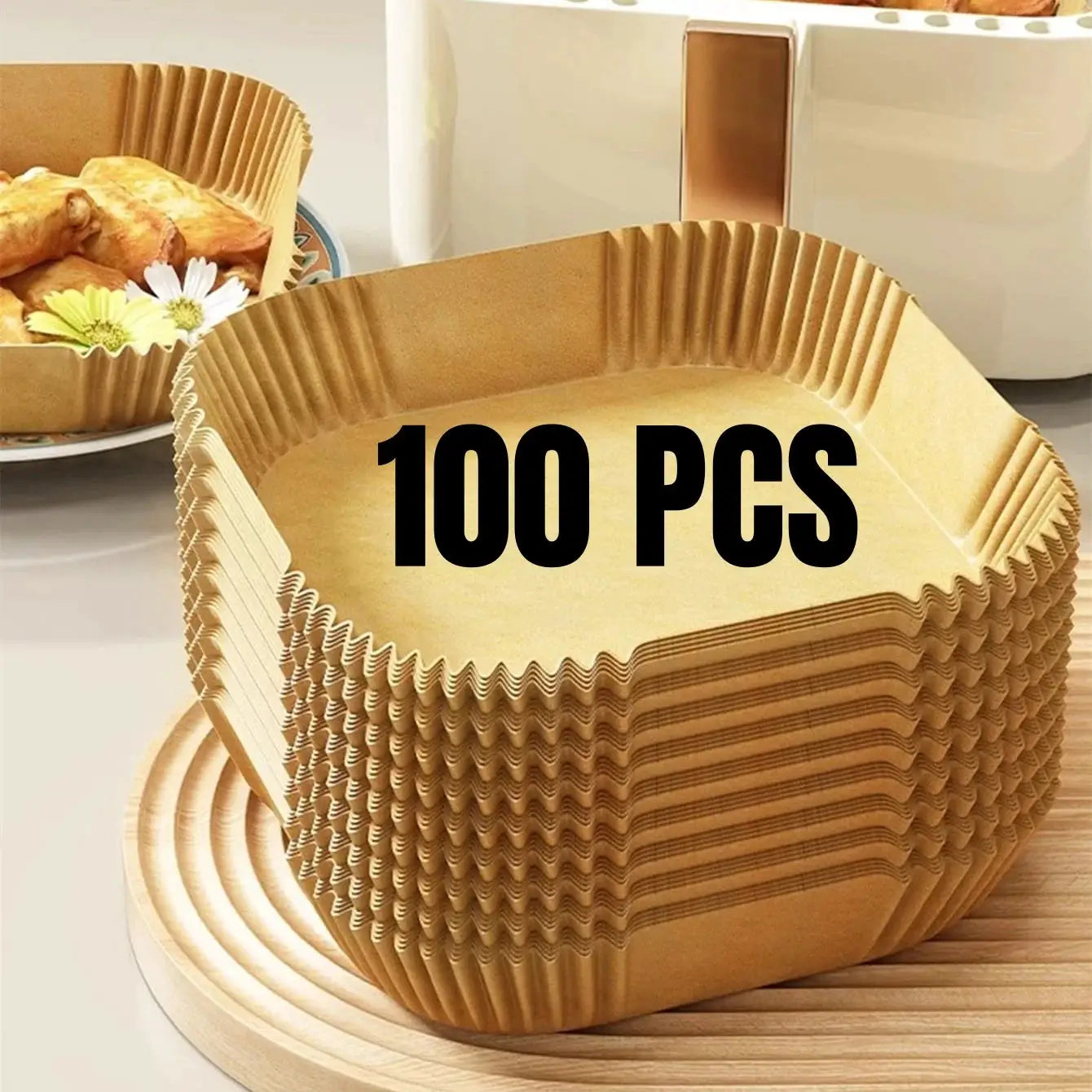 Air Fryer Paper Liners Disposable Parchment Paper Oil Proof Waterproof Nonstick Round, Square And Rectangle