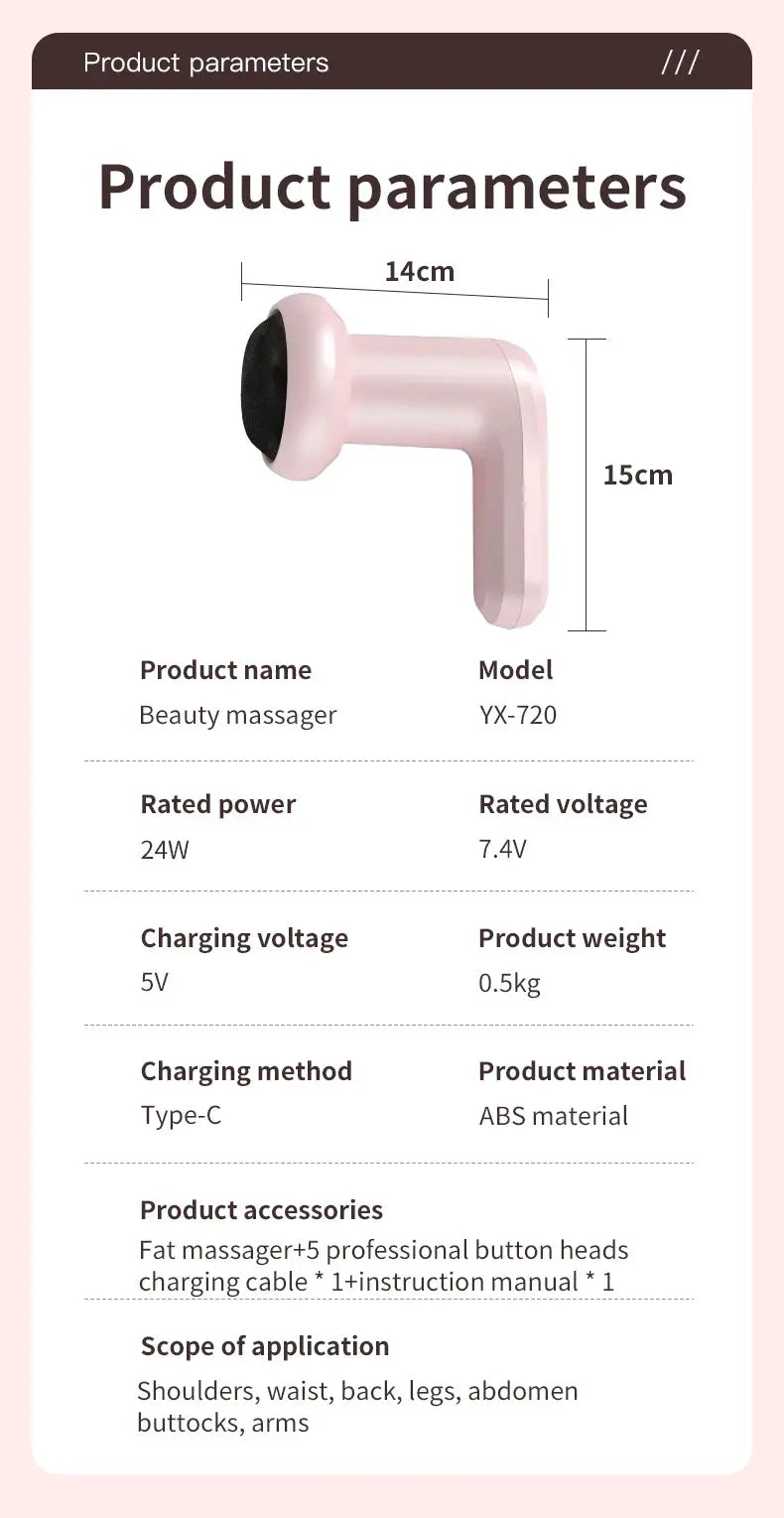 2025 electric body massager pink cordless handheld device by Simples Market for neck back shoulders