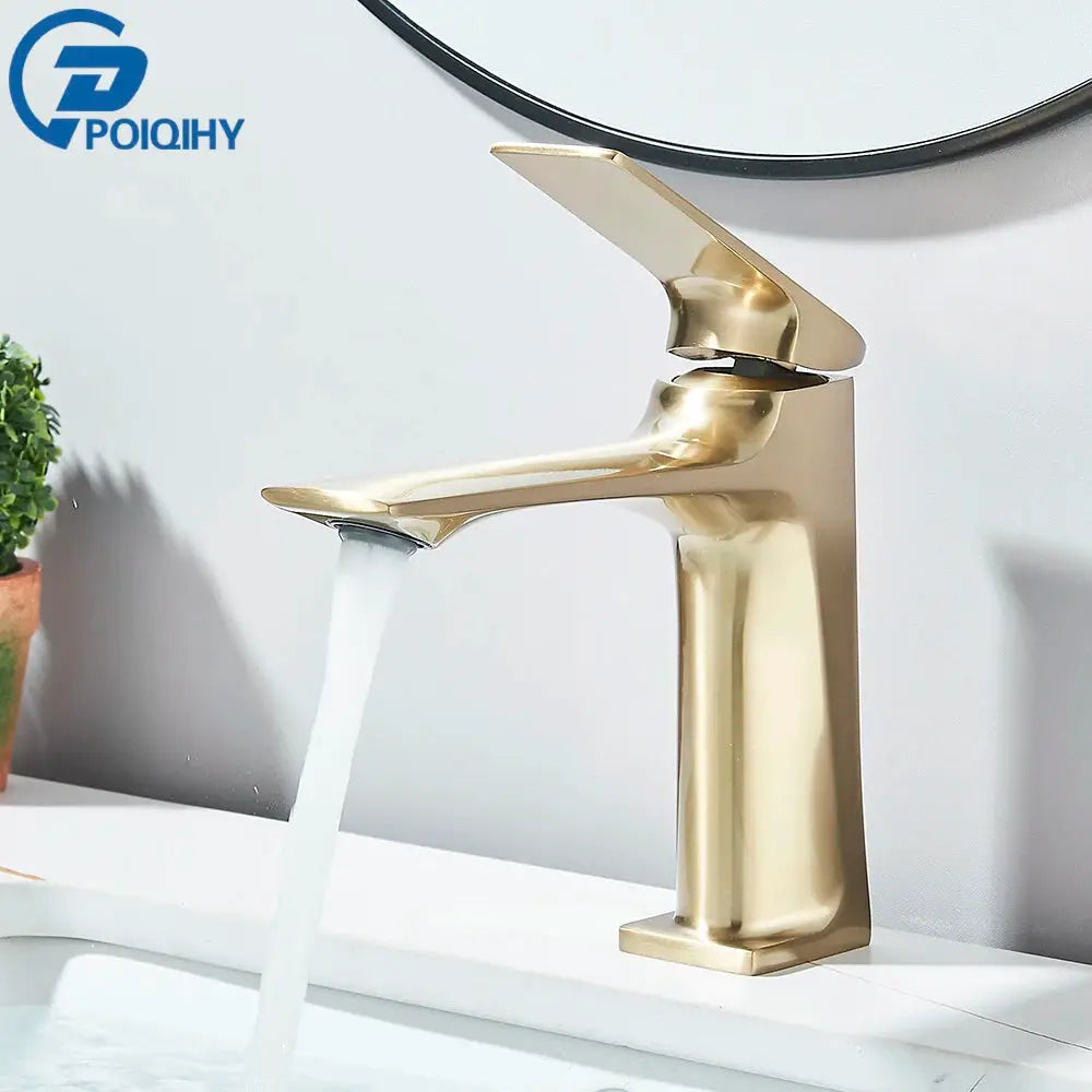 Simples Market brushed gold deck-mounted single-lever bathroom sink faucet