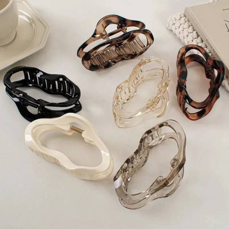LuxeCrab Irregular Hollow Out Hair Clips Large Tortoiseshell Crab Barrettes for Women and Girls