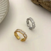 MoonBIFFY zircon rings for women, stainless steel, gold-tone and silver-tone, 2-piece set