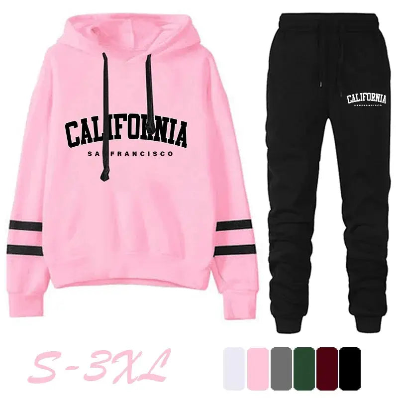 California Womens Hooded Tracksuit With Ankle Pants In Polyester Cotton Blend For Year Round Style Sizes S To 3XL