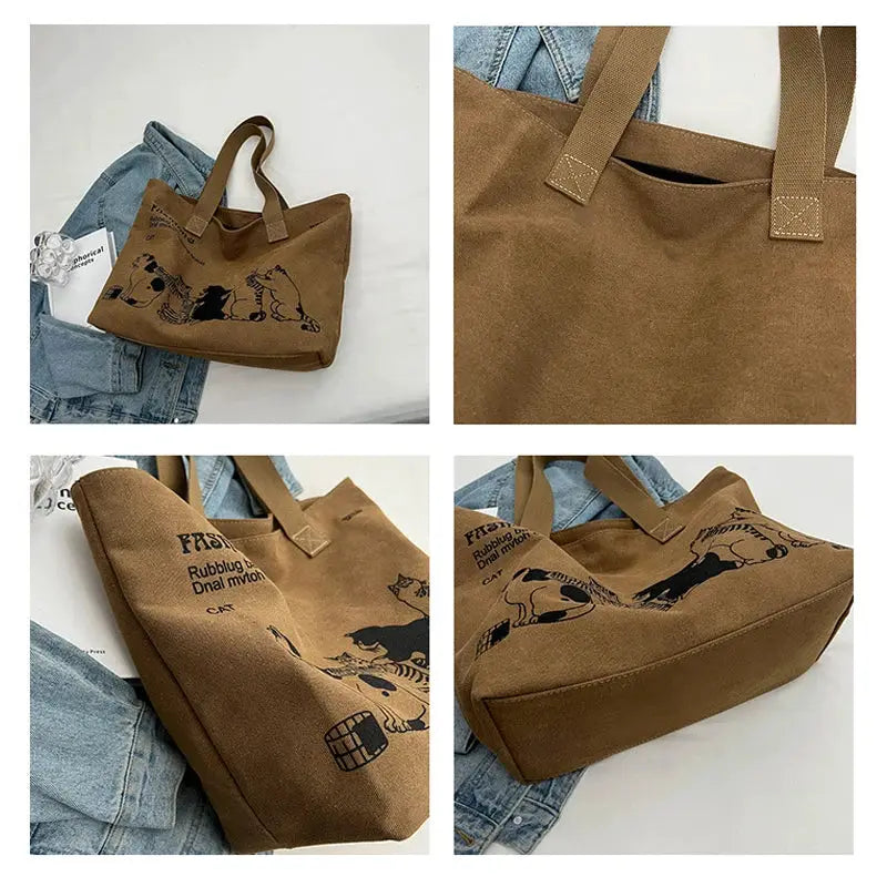 UrbanCanvas Womens Canvas Tote Bag Spacious Durable Shoulder Bag With Zipper Closure For Work