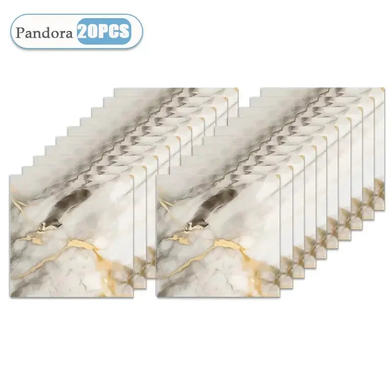 Pandora 20pcs marble self-adhesive wallpaper tiles, 30x30cm, for kitchen and bathroom decor