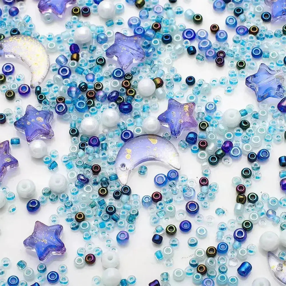 Moon Star Collision Gradient Mixed Pendants Porcelain White AB Crystal Glass Beads For DIY Bracelets And Necklaces