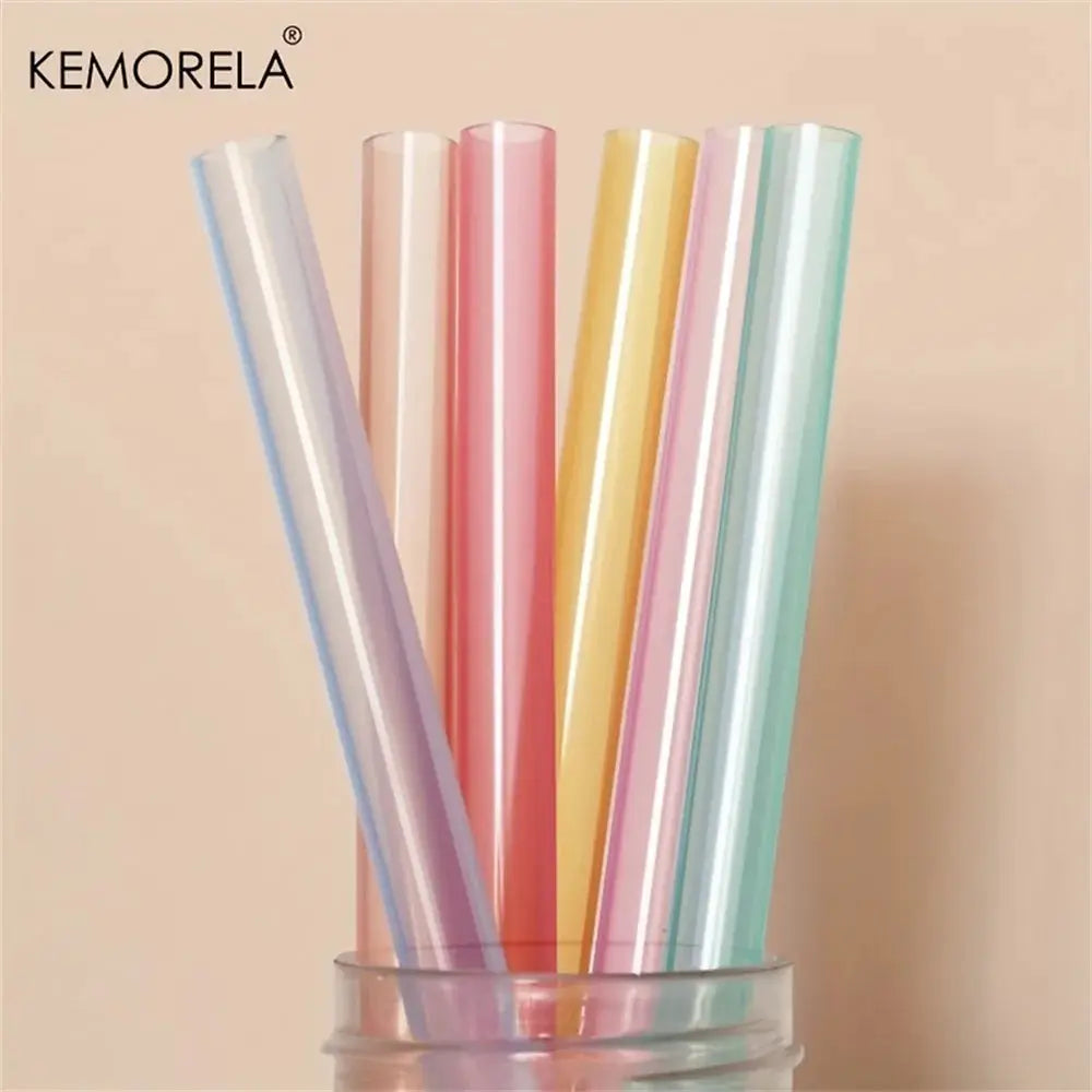6 Piece Reusable Food Grade Transparent Silicone Straws Set Bendable And Straight With Cleaning Brush For Party