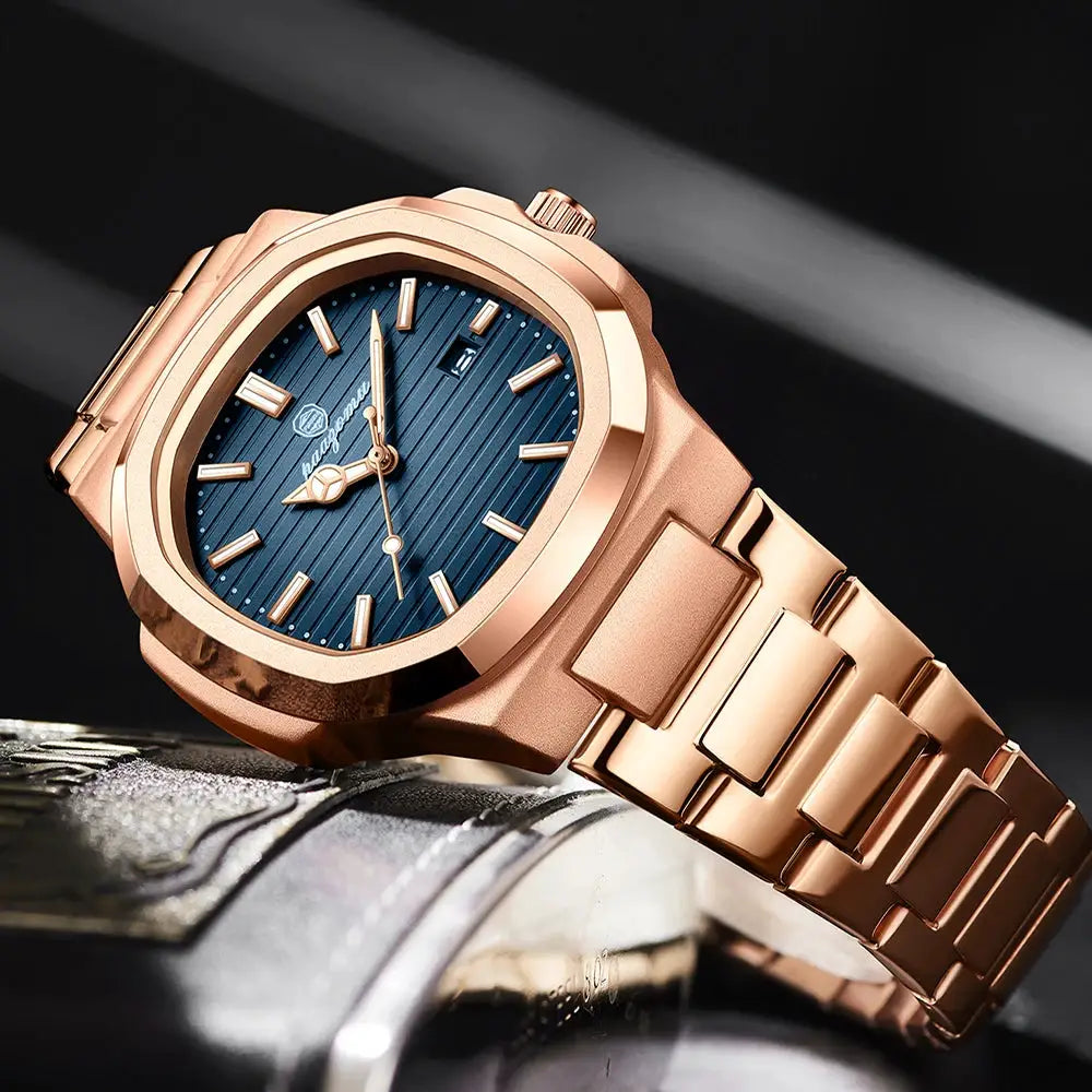 2026 Mens Fashion Watch Stainless Steel Waterproof Luminous Dial Quartz Movement With Date And Week