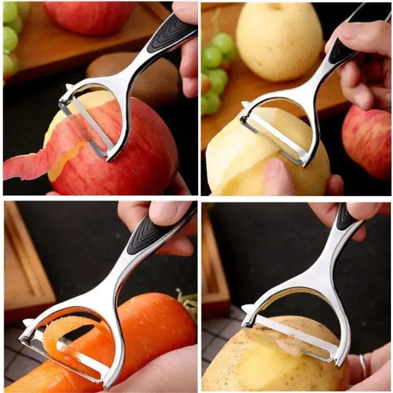 Chef's Choice Stainless Steel Vegetable Peeler Multi Function Carrot Grater Ergonomic Left And Right Hand Design