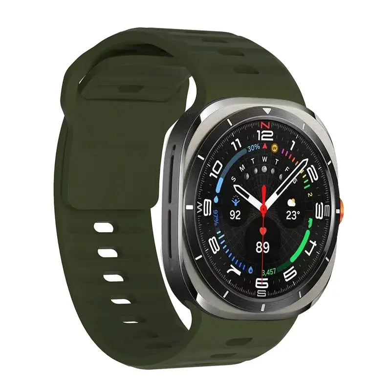 Marine silicone watch strap for Samsung Galaxy Watch Ultra2 47mm, olive green, by Simples Market