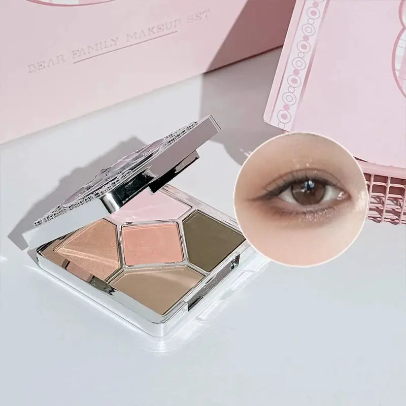 Art Value 7 Piece Makeup Set With Matte Lip Mud In Three Colors Pressed Powder Blush Eye Palette And Necklace