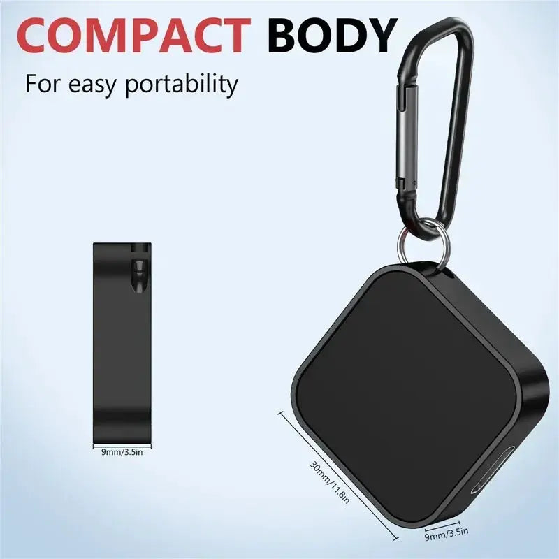 Simples Market portable black wireless watch charger cube with carabiner for Apple Watch S9–Series, fast charging.