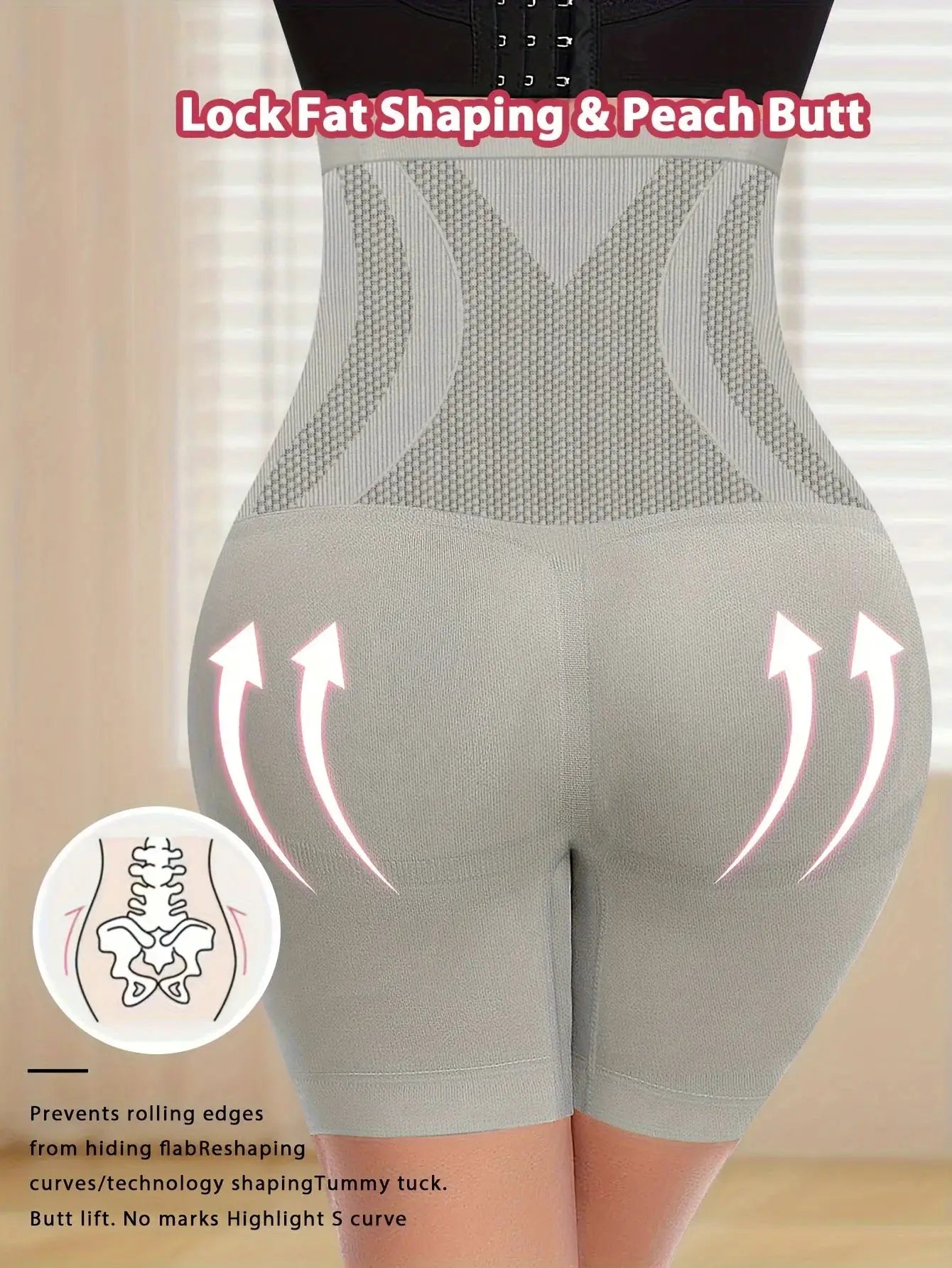 1pc high-waist tummy-contouring seamless panties in gray by Simples Market