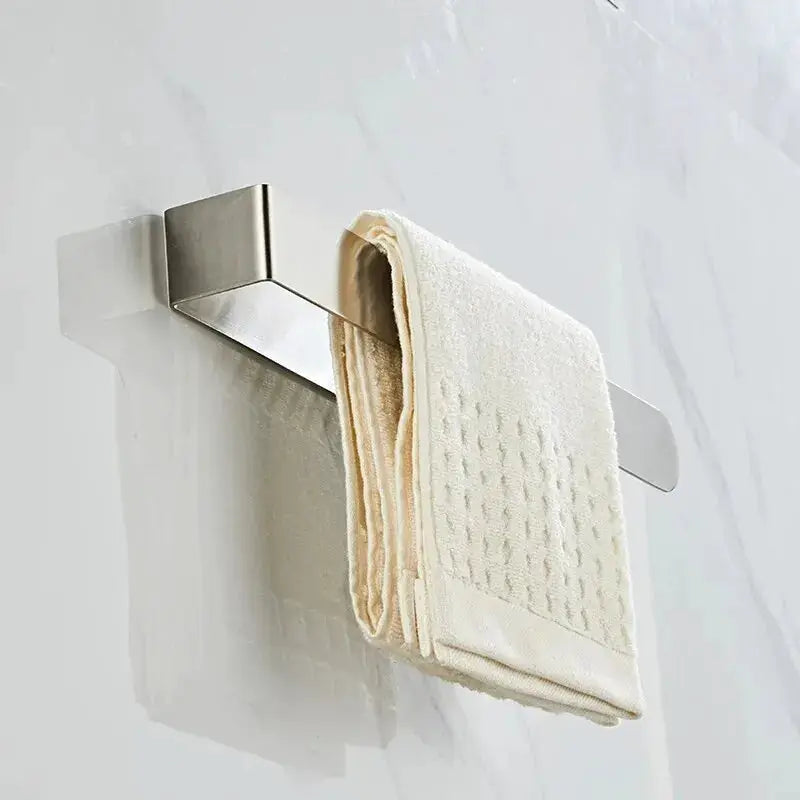 Towel rack Simples Market stainless steel self-adhesive bathroom rack with beige towel
