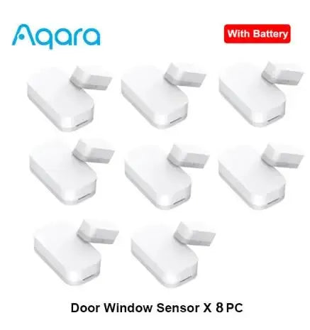 Aqara door/window sensors, 8 pcs, white with batteries.
