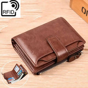 SecureGuard Men RFID Leather Wallet Pro With Zippered Coin Purse And Anti Theft Protection