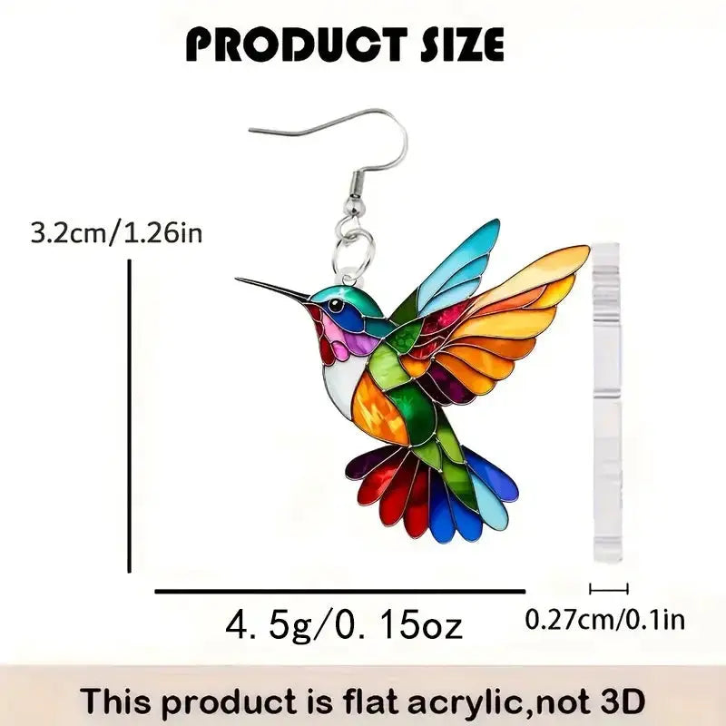 Cross Border Spring Festival Colorful Bird Acrylic Earrings Europe America 2024 Hot Selling Fashion Retro Jewelry